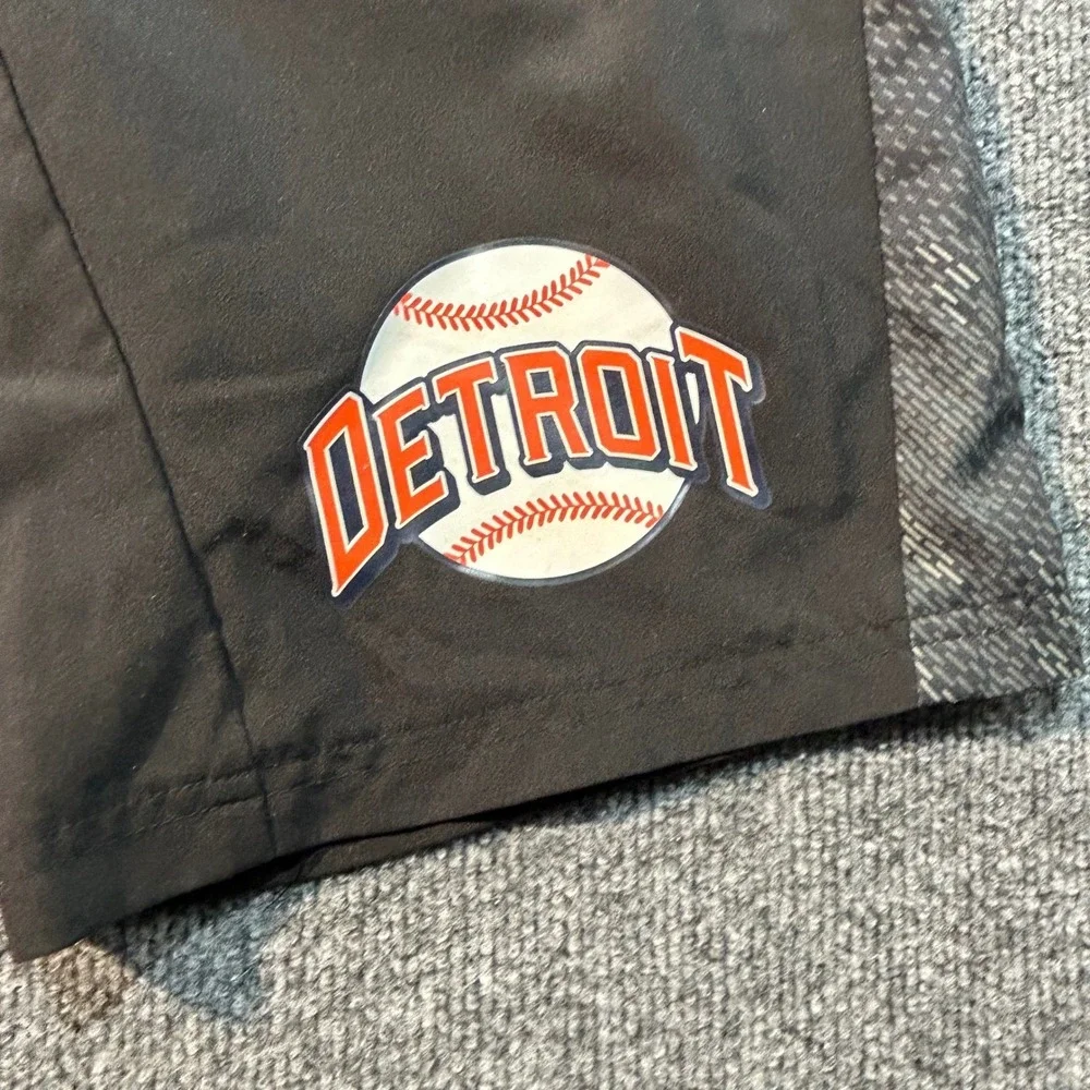 Zubaz Detroit Baseball Shorts Mens Large Black Athletic Training Gym Shorts L